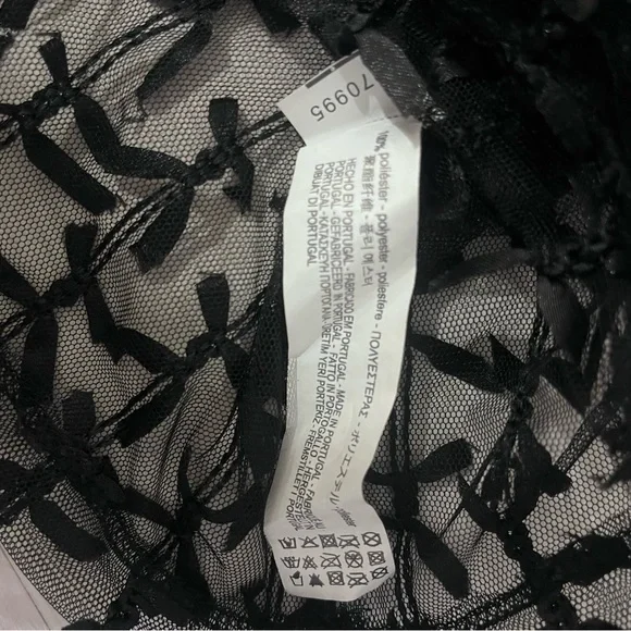 ZARA Sheer Bow Mesh Long Sleeve Crew Neck Layering Top in Size M HOLIDAY PARTY - Picture 6 of 6